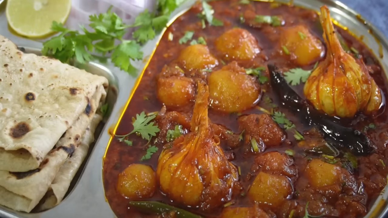 aloo garlic curry in telugu